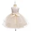 Chic / Beautiful Champagne Birthday Flower Girl Dresses 2020 Ball Gown Scoop Neck Sleeveless Appliques Lace Rhinestone Short Ruffle