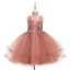Chic / Beautiful Champagne Birthday Flower Girl Dresses 2020 Ball Gown Scoop Neck Sleeveless Appliques Lace Rhinestone Short Ruffle