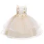 Chic / Beautiful Champagne Birthday Flower Girl Dresses 2020 Ball Gown Scoop Neck Sleeveless Appliques Lace Rhinestone Short Ruffle