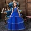 Chic / Beautiful Royal Blue Birthday Flower Girl Dresses 2020 Ball Gown Scoop Neck Sleeveless Backless Beading Pearl Bow Sash Floor-Length / Long Cascading Ruffles