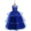 Chic / Beautiful Royal Blue Birthday Flower Girl Dresses 2020 Ball Gown Scoop Neck Sleeveless Backless Beading Pearl Bow Sash Floor-Length / Long Cascading Ruffles