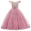Vintage / Retro Candy Pink Birthday Flower Girl Dresses 2020 Ball Gown Scoop Neck Cap Sleeves Appliques Lace Floor-Length / Long Ruffle