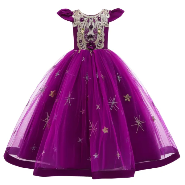 Vintage / Retro Candy Pink Birthday Flower Girl Dresses 2020 Ball Gown Scoop Neck Cap Sleeves Appliques Lace Floor-Length / Long Ruffle