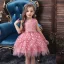 Affordable Candy Pink Birthday Flower Girl Dresses 2020 Ball Gown Scoop Neck Sleeveless Appliques Lace Flower Beading Pearl Short Ruffle