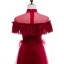 Vintage / Retro Red Lace Evening Dresses  2020 A-Line / Princess See-through High Neck Short Sleeve Feather Floor-Length / Long Formal Dresses