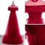 Vintage / Retro Red Lace Evening Dresses  2020 A-Line / Princess See-through High Neck Short Sleeve Feather Floor-Length / Long Formal Dresses