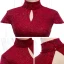 Vintage / Retro Burgundy Evening Dresses  2020 A-Line / Princess High Neck Short Sleeve Beading Glitter Tulle Floor-Length / Long Ruffle Backless Formal Dresses