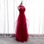 Vintage / Retro Burgundy Evening Dresses  2020 A-Line / Princess See-through High Neck Sleeveless Beading Floor-Length / Long Ruffle Backless Formal Dresses