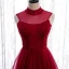 Vintage / Retro Burgundy Evening Dresses  2020 A-Line / Princess See-through High Neck Sleeveless Beading Floor-Length / Long Ruffle Backless Formal Dresses