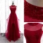 Vintage / Retro Burgundy Evening Dresses  2020 A-Line / Princess See-through High Neck Sleeveless Beading Floor-Length / Long Ruffle Backless Formal Dresses