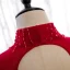 Vintage Rød Selskabskjoler 2020 Prinsesse Gennemsigtig Høj Hals Bell ærmer Beading Pailletter Lange Cascading Flæser Halterneck Kjoler