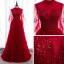 Vintage Rød Selskabskjoler 2020 Prinsesse Gennemsigtig Høj Hals Bell ærmer Beading Pailletter Lange Cascading Flæser Halterneck Kjoler