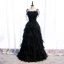Modest / Simple Burgundy Prom Dresses 2020 A-Line / Princess Spaghetti Straps Sleeveless Floor-Length / Long Cascading Ruffles Backless Formal Dresses