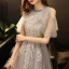 Chic / Beautiful Grey Evening Dresses  2020 A-Line / Princess Scoop Neck Sleeveless Beading Floor-Length / Long Ruffle Backless Formal Dresses