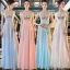 Sexy Chiffon Abendkleider 2020 A Linie Durchsichtige V-Ausschnitt Ärmellos Pailletten Gespaltete Front Lange Rüschen Rückenfreies Festliche Kleider