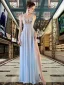 Sexy Chiffon Abendkleider 2020 A Linie Durchsichtige V-Ausschnitt Ärmellos Pailletten Gespaltete Front Lange Rüschen Rückenfreies Festliche Kleider