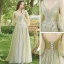 Élégant Vert Cendré Robe Demoiselle D'honneur 2020 Princesse Appliques En Dentelle Dos Nu Longue Volants