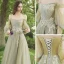 Élégant Vert Cendré Robe Demoiselle D'honneur 2020 Princesse Appliques En Dentelle Dos Nu Longue Volants
