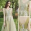 Élégant Vert Cendré Robe Demoiselle D'honneur 2020 Princesse Appliques En Dentelle Dos Nu Longue Volants