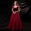 Vintage / Retro Burgundy Evening Dresses  2020 A-Line / Princess Square Neckline Short Sleeve Glitter Tulle Floor-Length / Long Ruffle Backless Formal Dresses