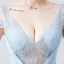 Sexy Himmelblau Chiffon Durchsichtige Abendkleider 2020 A Linie Tiefer V-Ausschnitt Kurze Ärmel Perlenstickerei Lange Rüschen Rückenfreies Festliche Kleider
