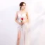 Sexy White Evening Dresses  2020 Sheath / Fit Spaghetti Straps Sleeveless Appliques Lace Rhinestone Split Front Floor-Length / Long Ruffle Backless Formal Dresses