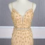 High-end Gold Evening Dresses  With Shawl 2020 Trumpet / Mermaid Spaghetti Straps Sleeveless Handmade  Beading Sweep Train Ruffle Backless Formal Dresses