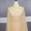 High-end Gold Evening Dresses  With Shawl 2020 Trumpet / Mermaid Spaghetti Straps Sleeveless Handmade  Beading Sweep Train Ruffle Backless Formal Dresses