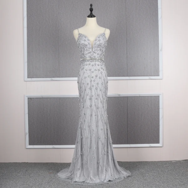 High-end Gold Evening Dresses  With Shawl 2020 Trumpet / Mermaid Spaghetti Straps Sleeveless Handmade  Beading Sweep Train Ruffle Backless Formal Dresses