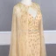 High-end Gold Evening Dresses  With Shawl 2020 Trumpet / Mermaid Spaghetti Straps Sleeveless Handmade  Beading Sweep Train Ruffle Backless Formal Dresses