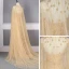High-end Gold Evening Dresses  With Shawl 2020 Trumpet / Mermaid Spaghetti Straps Sleeveless Handmade  Beading Sweep Train Ruffle Backless Formal Dresses