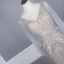 High End Champagner Abendkleider 2020 Meerjungfrau V-Ausschnitt Ärmellos Perlenstickerei Sweep / Pinsel Zug Rüschen Rückenfreies Festliche Kleider