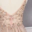 High End Champagner Durchsichtige Abendkleider 2020 A Linie Spaghettiträger Ärmellos Perlenstickerei Strass Sweep / Pinsel Zug Rückenfreies Rüschen Festliche Kleider