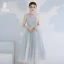 Affordable Grey Bridesmaid Dresses 2020 A-Line / Princess Backless Sequins Tea-length Ruffle