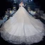 Style Victorien Blanche La Mariée Robe De Mariée 2020 Robe Boule Transparentes Encolure Carrée Gonflée Manches Courtes Dos Nu Perlage Glitter Tulle Cathedral Train Volants