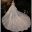 Vintage / Retro Champagne Bridal Wedding Dresses 2020 Ball Gown V-Neck Short Sleeve Backless Appliques Lace Beading Glitter Tulle Cathedral Train Ruffle