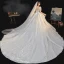 Luxury / Gorgeous White Bridal Wedding Dresses 2020 Ball Gown See-through Scoop Neck Puffy Short Sleeve Backless Appliques Lace Beading Cathedral Train Ruffle