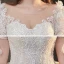 Luxury / Gorgeous White Bridal Wedding Dresses 2020 Ball Gown See-through Scoop Neck Puffy Short Sleeve Backless Appliques Lace Beading Cathedral Train Ruffle