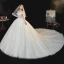 Best White Bridal Wedding Dresses 2020 Ball Gown Off-The-Shoulder Bow Short Sleeve Backless Beading Pearl Glitter Tulle Cathedral Train Ruffle