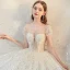 Luxe Blanche La Mariée Robe De Mariée 2020 Robe Boule Transparentes Encolure Dégagée Manches Courtes Dos Nu Paillettes Perlage Glitter Tulle Cathedral Train Volants