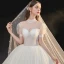 Vintage / Retro Champagne Bridal Wedding Dresses 2020 Ball Gown See-through High Neck Puffy Short Sleeve Backless Beading Glitter Tulle Cathedral Train Ruffle