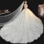 Luxe Champagne La Mariée Robe De Mariée 2020 Robe Boule Transparentes Encolure Dégagée Manches Courtes Dos Nu Glitter Tulle Paillettes Perlage Cathedral Train Volants