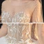 Fabuleux Champagne La Mariée Robe De Mariée 2020 Robe Boule Transparentes Encolure Carrée Manches Longues Dos Nu Fait main Perlage Perle Glitter Tulle Cathedral Train Volants