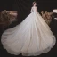 Style Victorien Blanche La Mariée Robe De Mariée 2020 Robe Boule Transparentes Col Haut Gonflée Manches Longues Dos Nu Perlage Glitter Tulle Cathedral Train Volants