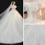 Vintage / Retro Champagne Bridal Wedding Dresses 2020 Ball Gown See-through High Neck Short Sleeve Backless Glitter Tulle Appliques Lace Beading Chapel Train Ruffle