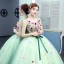 Flower Fairy Mint Green Dancing Prom Dresses 2020 Ball Gown Scoop Neck Sleeveless Appliques Flower Sash Floor-Length / Long Ruffle Backless Formal Dresses