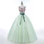 Flower Fairy Mint Green Dancing Prom Dresses 2020 Ball Gown Scoop Neck Sleeveless Appliques Flower Sash Floor-Length / Long Ruffle Backless Formal Dresses