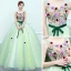 Flower Fairy Mint Green Dancing Prom Dresses 2020 Ball Gown Scoop Neck Sleeveless Appliques Flower Sash Floor-Length / Long Ruffle Backless Formal Dresses