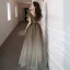 Elegant Mint Green Gradient-Color Prom Dresses 2020 A-Line / Princess See-through Scoop Neck Sleeveless Glitter Tulle Beading Floor-Length / Long Ruffle Backless Formal Dresses
