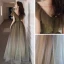 Elegant Mint Green Gradient-Color Prom Dresses 2020 A-Line / Princess See-through Scoop Neck Sleeveless Glitter Tulle Beading Floor-Length / Long Ruffle Backless Formal Dresses